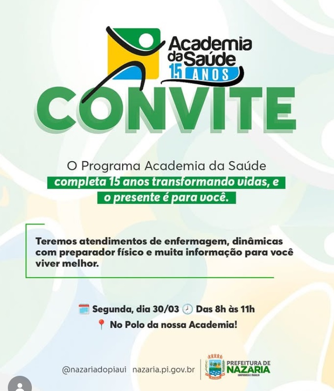 O Programa Academia da Saúde completa um marco histórico, e quem ganha o presente é você, nazarense!